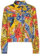 Moschino Roman Scarf-print Denim Jacket - 1888 Multicoloured