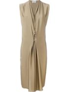 Lanvin Hook And Eye Detail Dress, Women's, Size: 40, Brown, Silk