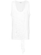 Yohji Yamamoto Vintage Ruffled Appliqué Tank - White