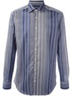 Etro Striped Button Down Shirt, Men's, Size: 44, Blue, Cotton