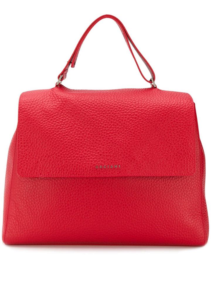 Orciani Large Pebbled Tote Bag - Red