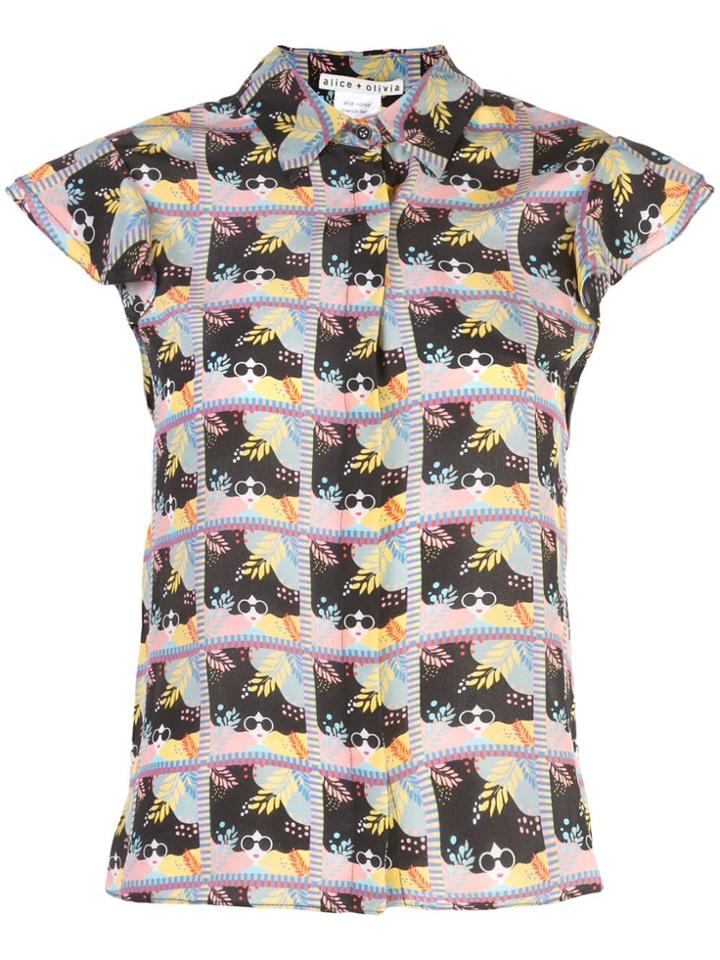 Alice+olivia Willa Flutter Sleeve Top - Black
