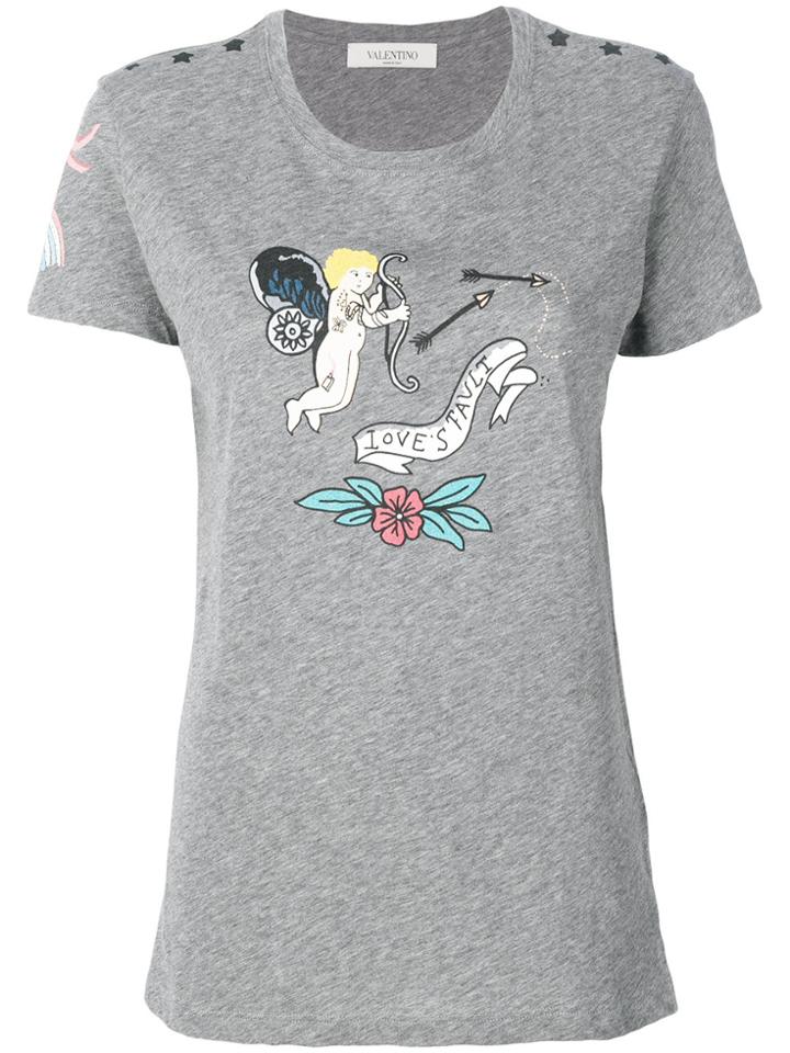 Valentino Tattoo Print T-shirt - Grey