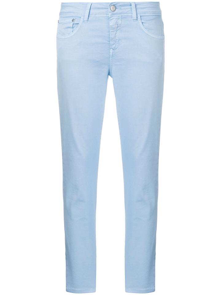 Closed Cropped Skinny Trousers - Blue