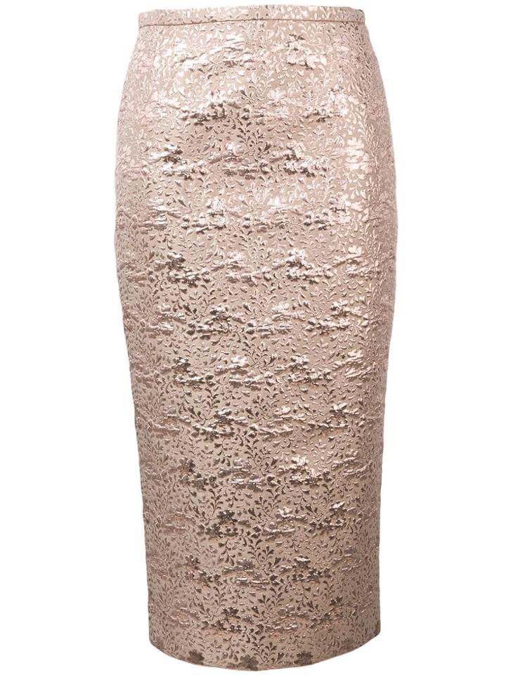 Rochas Floral Embroidered Straight Skirt - Pink