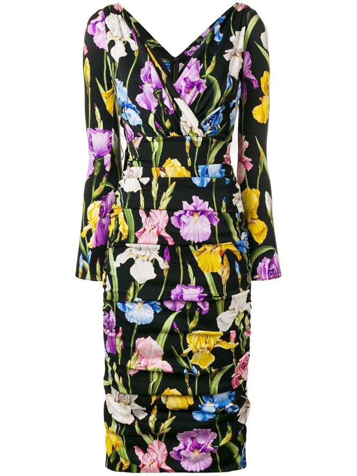 Dolce & Gabbana Iris Print Dress - Black