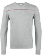 Moncler Stripe Detail Knitted Sweater, Men's, Size: Medium, Grey, Cotton