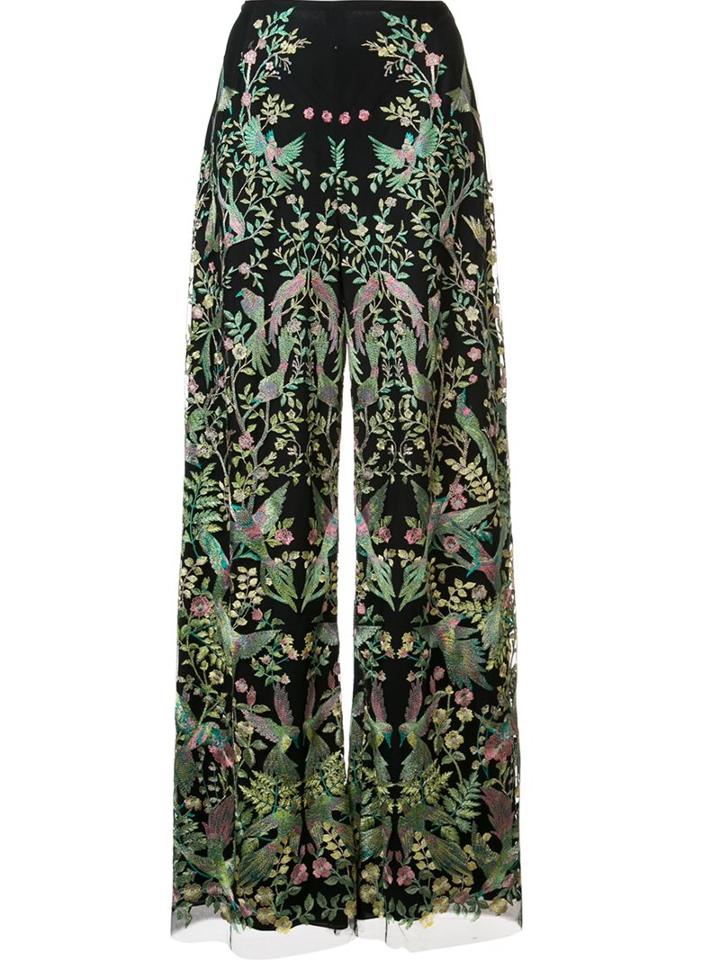 Marchesa Embroidered Palazzo Pants