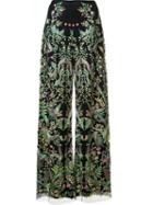 Marchesa Embroidered Palazzo Pants