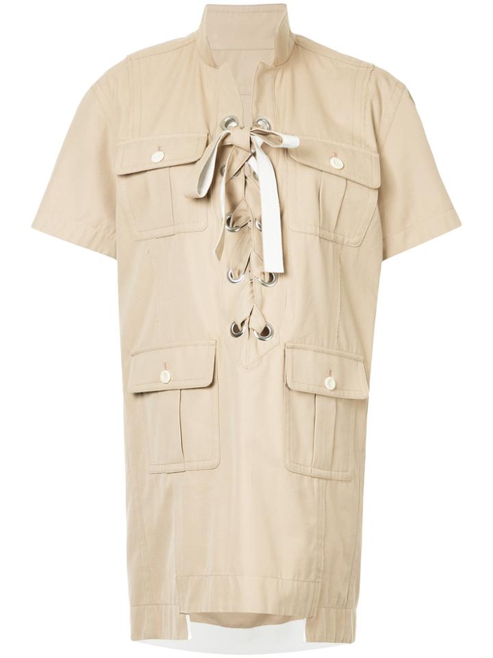 Sacai Lace-up Safari Dress - Brown