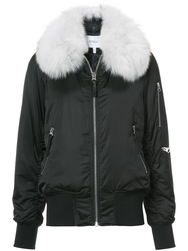 Derek Lam 10 Crosby Fox Fur Collar Bomber Jacket - Black