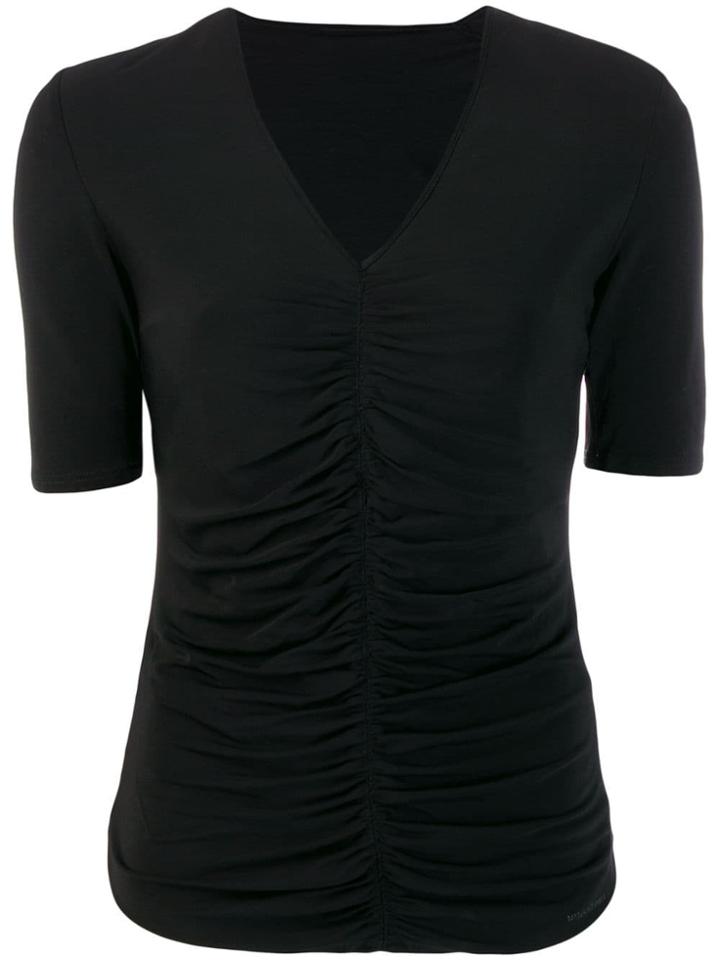 Burberry Pre-owned 2000's Gathered Shortsleeved Blouse - Black