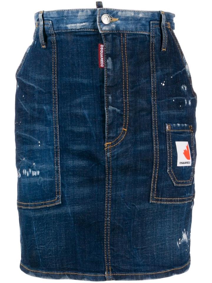 Dsquared2 Distressed Mini Denim Skirt - Blue