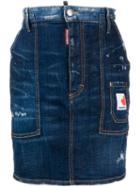 Dsquared2 Distressed Mini Denim Skirt - Blue