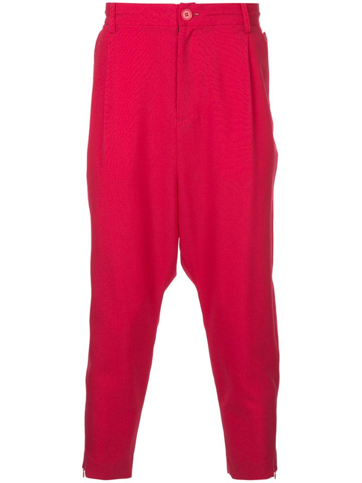 Yoshiokubo Cropped Drop Crotch Trousers - Pink & Purple
