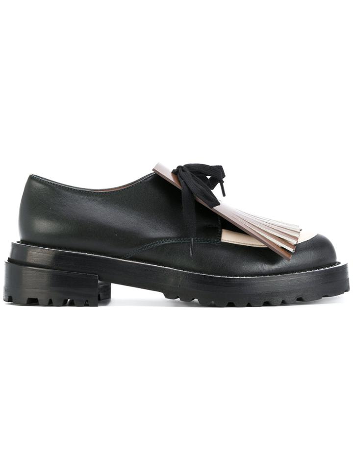 Marni Fringe Lace-up Loafers - Black