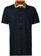 Stripe Collar Piquet Polo Shirt - Men - Cotton - L, Blue, Cotton, Paul Smith