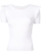 Cinq A Sept Frill Detail Ribbed Top - White