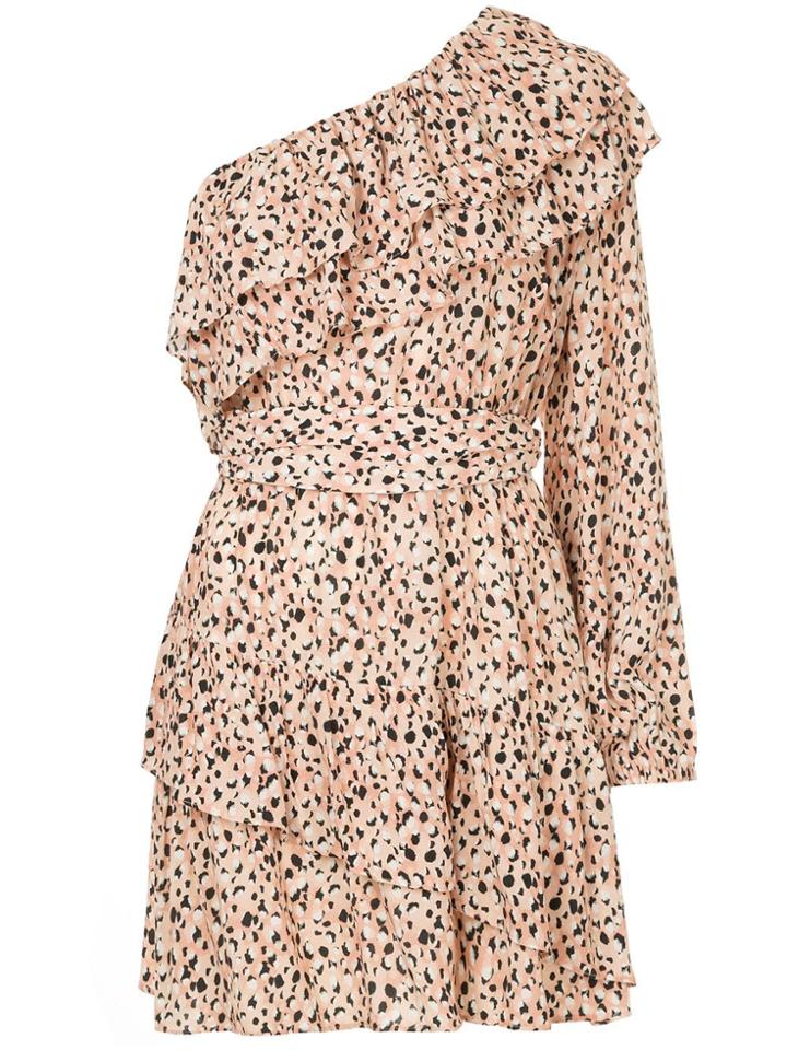 Suboo Leopard Print One Shoulder Dress - Yellow & Orange
