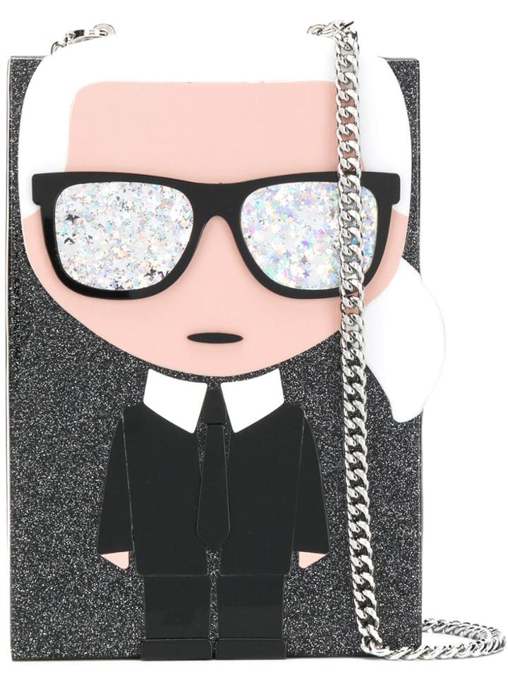 Karl Lagerfeld K/ikonik Karl Minaudiere Clutch - Black
