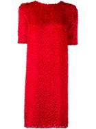 Maison Rabih Kayrouz Textured Shift Dress, Women's, Size: 40, Red, Silk/polyester/viscose