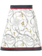 Loveless Contrast Trim Printed Skirt - White