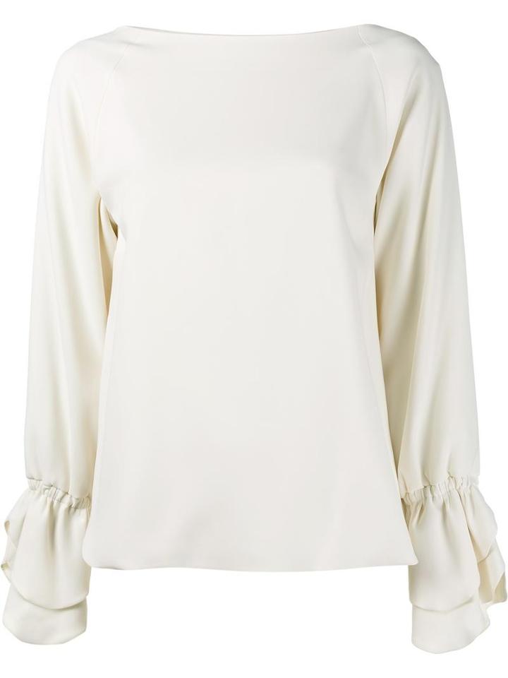 Osman Ruffled Cuff Blouse, Women's, Size: 8, Nude/neutrals, Viscose/acetate/spandex/elastane