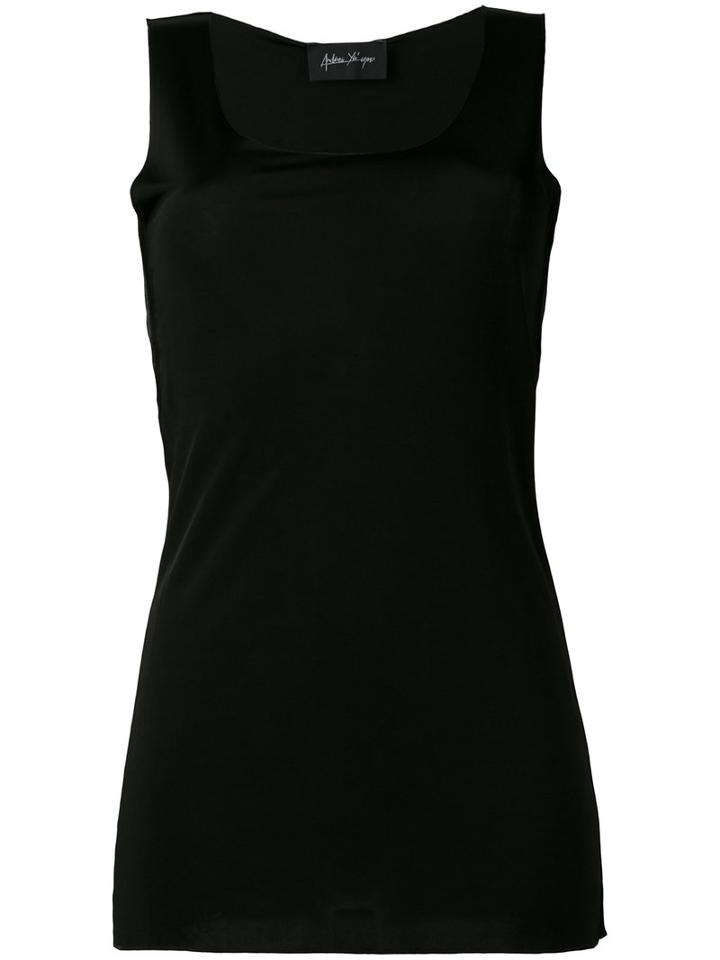 Andrea Ya'aqov - Side Split Tank Top - Women - Cotton/viscose - S, Black, Cotton/viscose