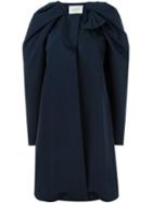 Lanvin Bow Detail Draped Coat, Women's, Size: 36, Blue, Cotton/polyester