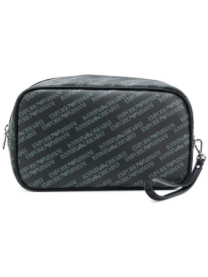 Emporio Armani Logo Print Wash Bag - Black