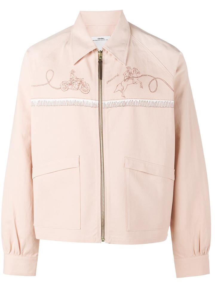 Visvim - Logo Embroidered Bowling Jacket - Men - Cotton/japanese Paper - 3, Pink/purple, Cotton/japanese Paper