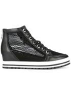 Marc Cain Mesh Concealed Wedge Sneakers - Black