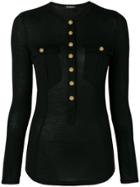 Balmain Button Up Knitted Top - Black