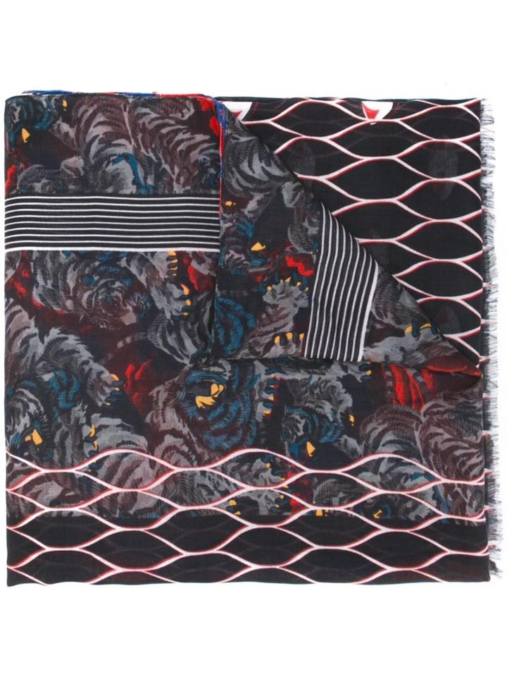 Kenzo Multi Logo Scarf, Adult Unisex, Black, Modal