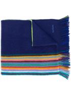 Paul Smith Stripe Print Scarf - Blue