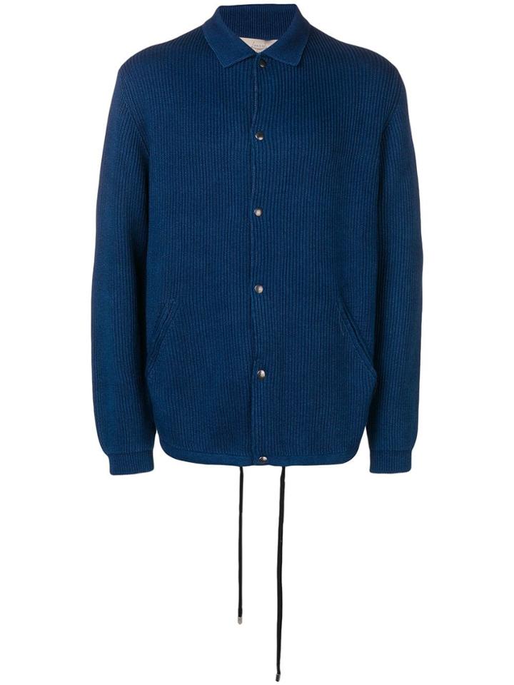 Maison Flaneur Knitted Bomber Jacket - Blue