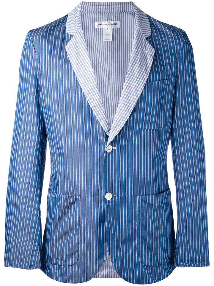 Comme Des Garçons Shirt - Striped Blazer - Men - Cotton - M, Blue, Cotton