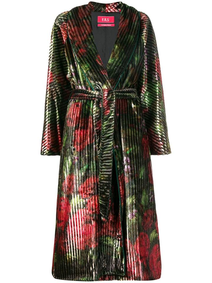 F.r.s For Restless Sleepers Floral Print Belted Coat - Green
