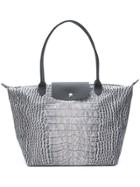 Longchamp Snakeskin Print Tote Bag - Grey