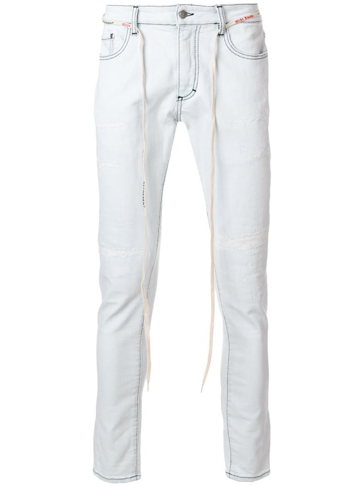 Represent Repaired Skinny Jeans - Blue