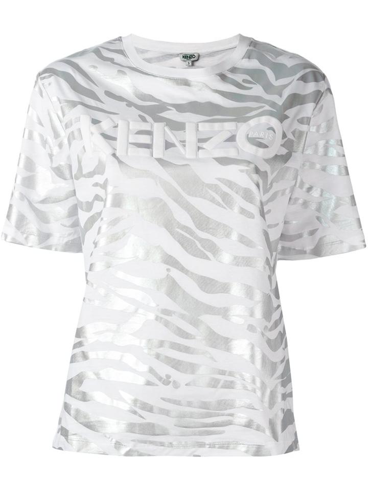 Kenzo 'tiger Stripes' T-shgirt, Women's, Size: Medium, White, Cotton