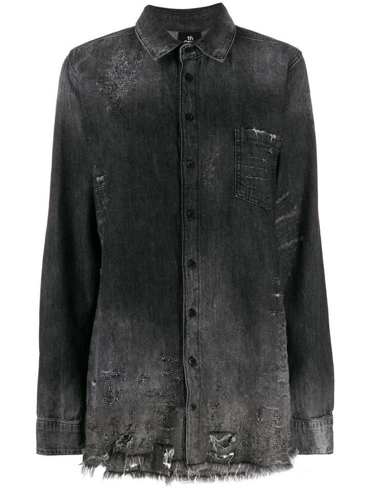 Thom Krom Distressed Oversized Denim Shirt - Grey