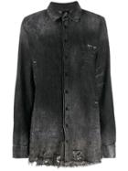 Thom Krom Distressed Oversized Denim Shirt - Grey