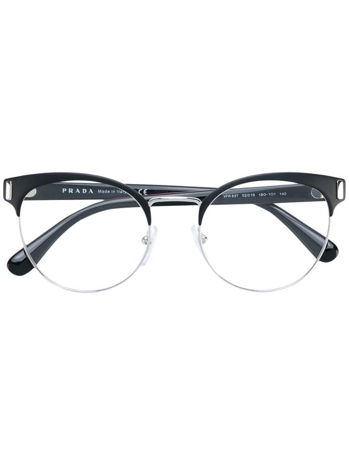 Prada Eyewear Round Frame Glasses - Metallic