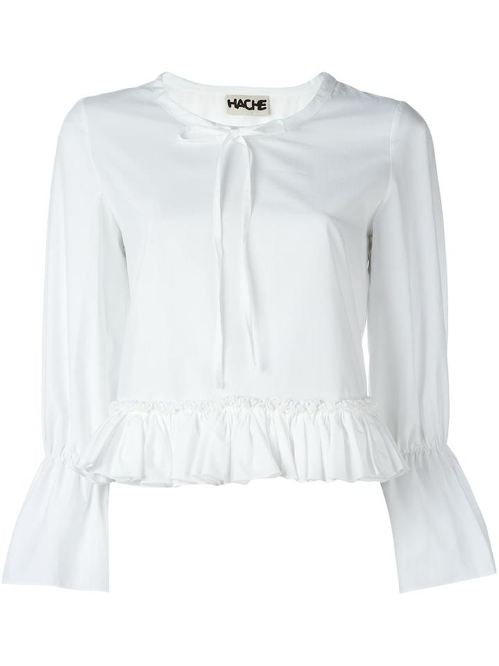 Hache Ruffled Hem Blouse, Women's, Size: 46, White, Cotton