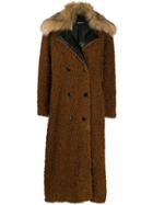 Diesel Double Breasted Teddy Coat - Brown