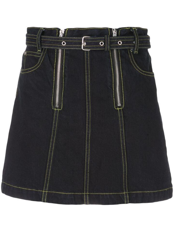 Proenza Schouler Pswl Zip Rigid Denim Skirt - Black