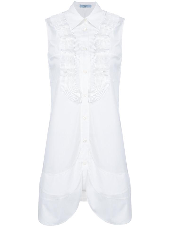 Prada Ruffled Bib Shirt - White