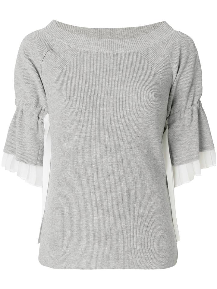 Sacai Ribbed Shortsleeved Knit Top - Grey