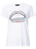 Markus Lupfer Lips Print T-shirt, Women's, Size: Small, White, Cotton